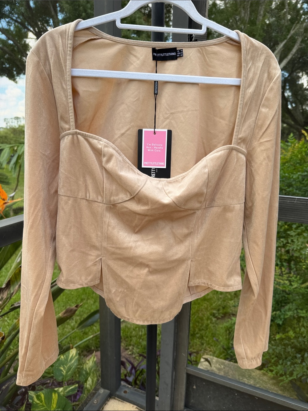 PrettyLittleThing Tan Long Sleeve Bustier Jacket